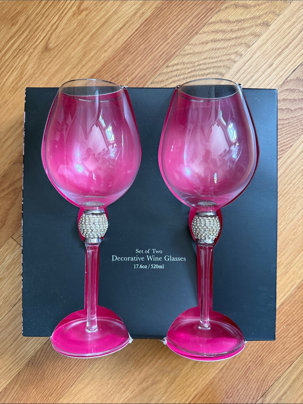 Christian Siriano Hot Pink Wine Glasses with Crystal-Stem Accents - Set of 2
